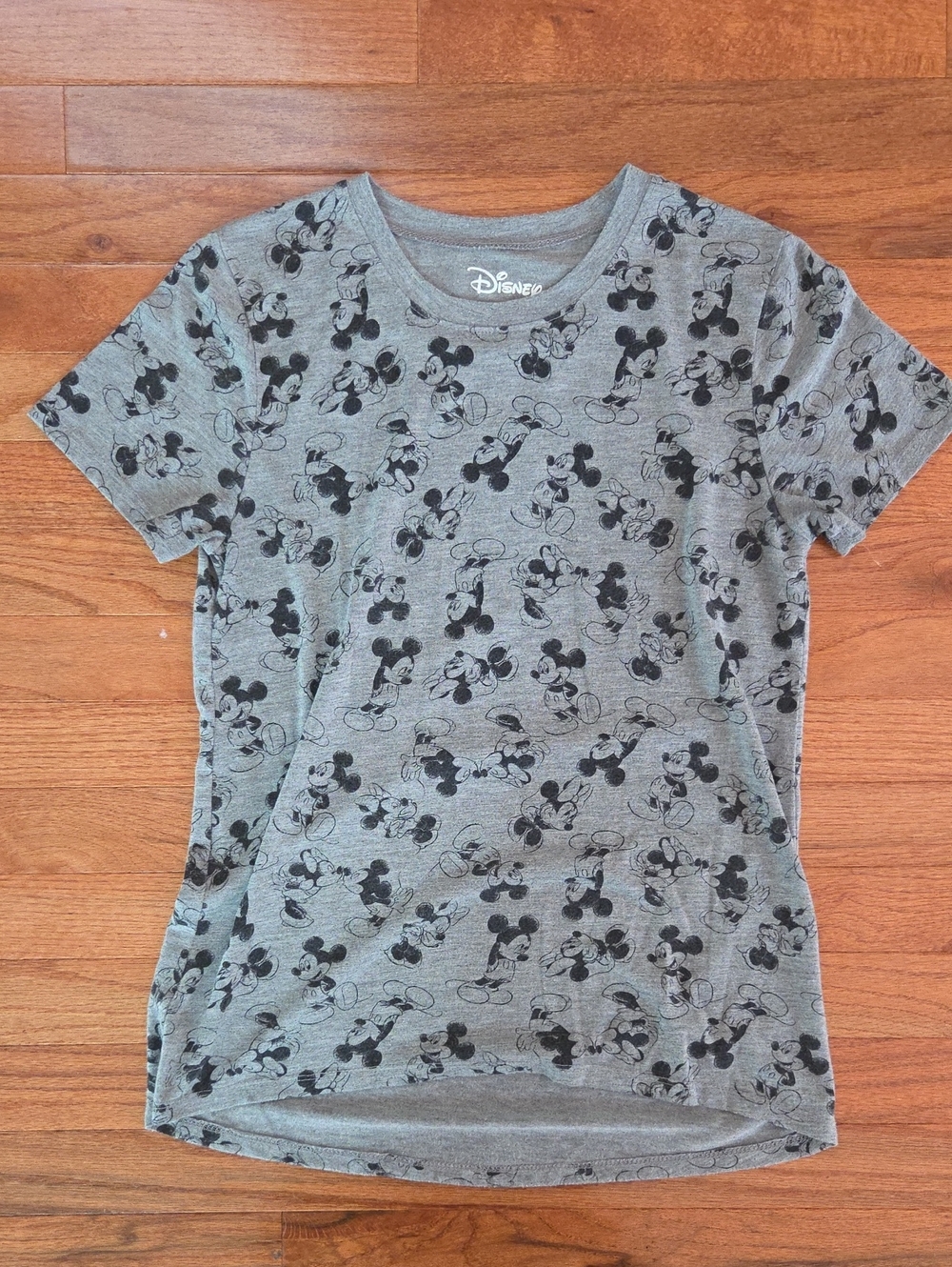 Disney Gray Short Sleeve Tee with Black Mickey Mouse Print